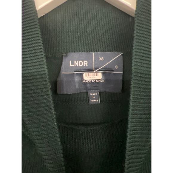 LNDR Sz XS/S Dark Green Wool Arctic Varsity Striped Turtleneck Sweater logo - Picture 4 of 5